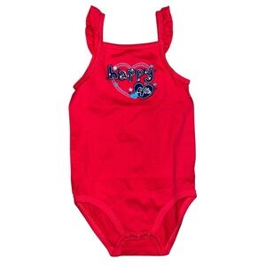 Jumping Beans 4th of July Red Embroidered Outfit Size 24 Months